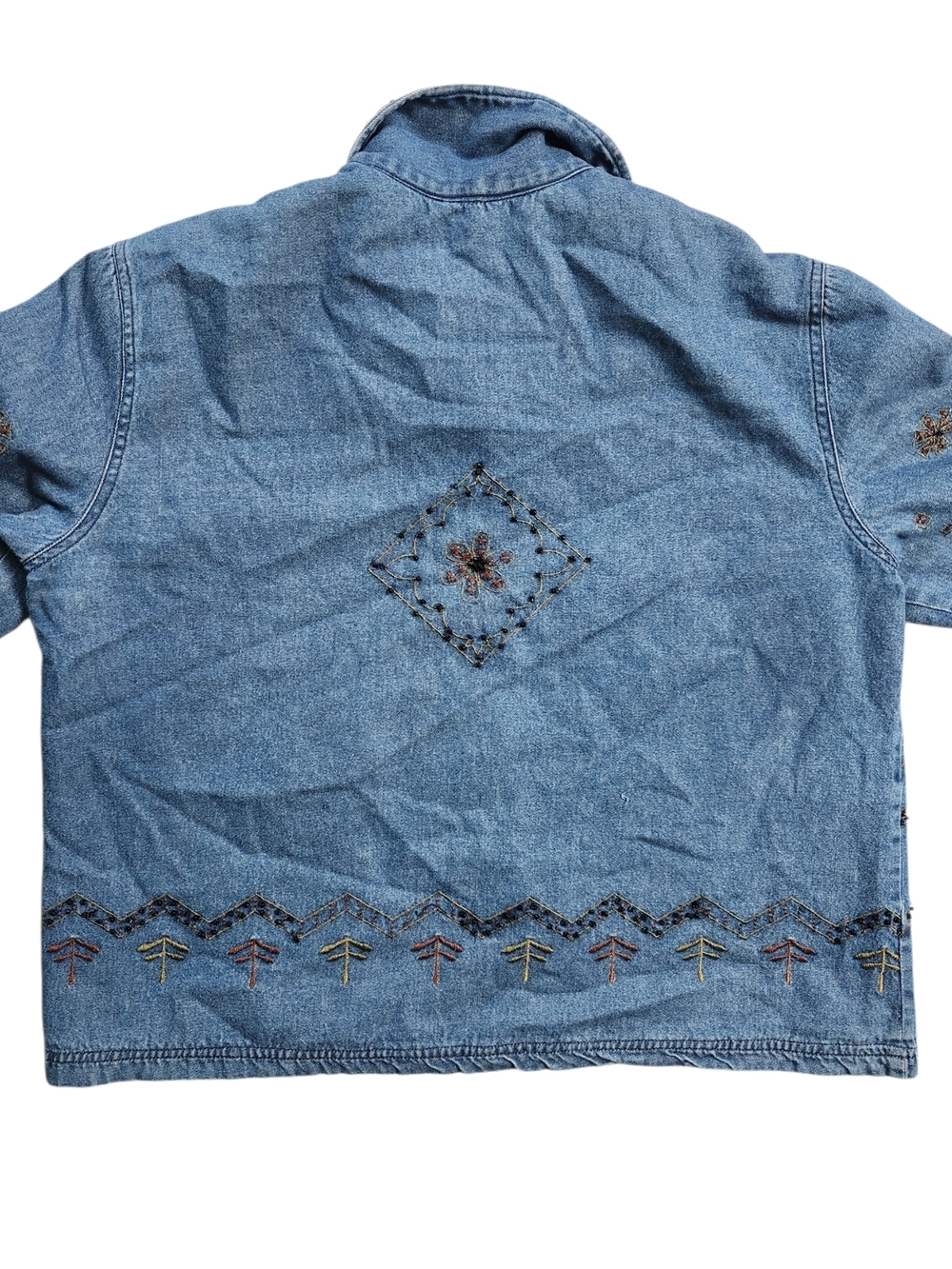Vintage Embroidered Beaded Denim Shirt | Boho Western Festival | Large - Picture 4 of 8